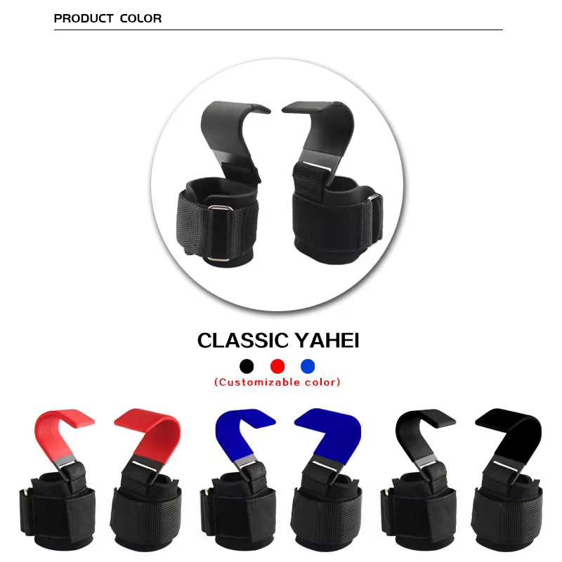 Weight Lifting Hook Grips with Wrist Wraps Hand-Bar Wrist Strap Gym Fitness Hook Weight Strap Pull-Ups Power Lifting Gloves