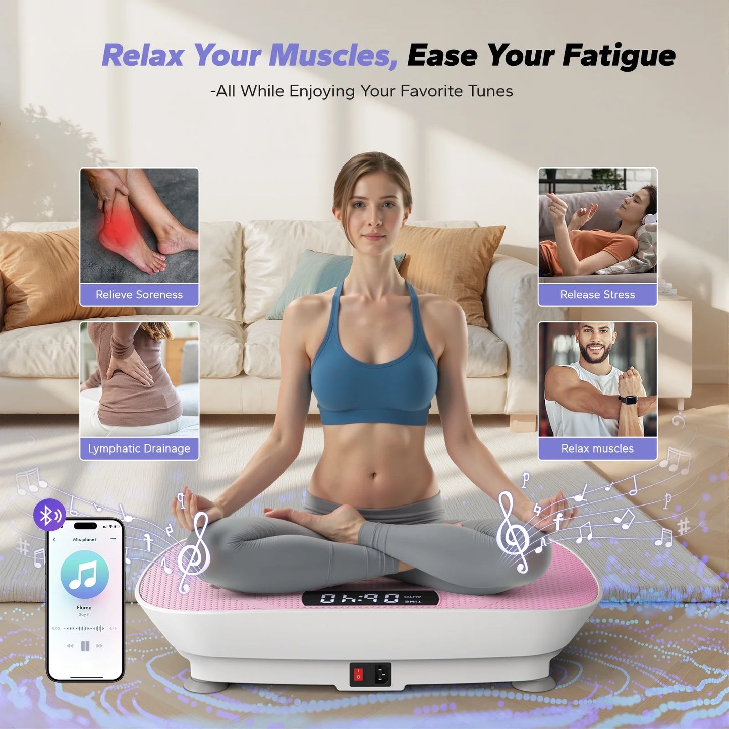 Vibrating Muscle Toner, Toning Machine, 400Lbs Capacity, Home Workout Equipment Vibration Plate Exercise Machine